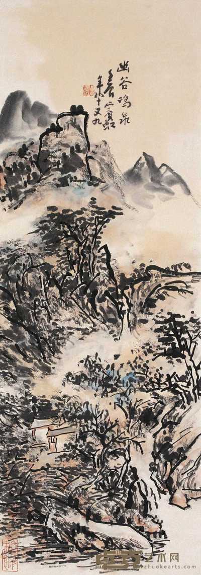 黄宾虹 1952年作 幽谷鸣泉 立轴 88×31cm